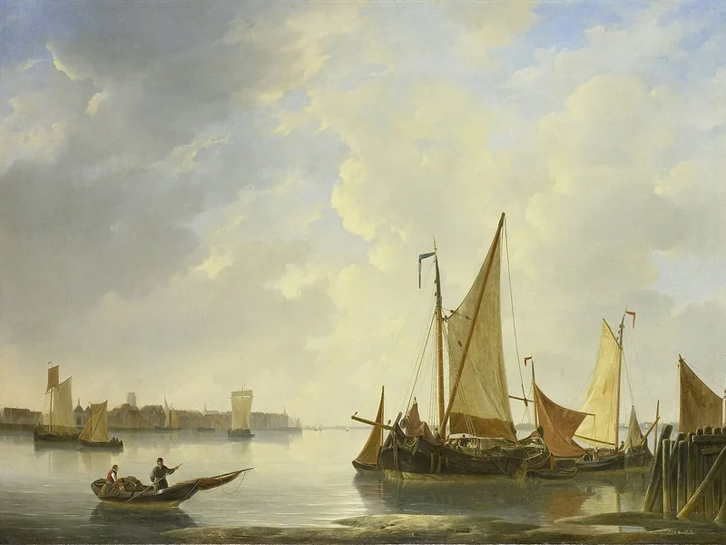 1799-Cristiaan Lodewijk Willem Dreibholtz - Veduta di Dordrecht da Papendrecht